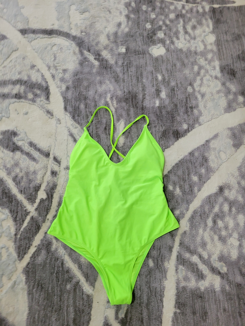 Neon Green Women's One-Piece Swimsuit Size L